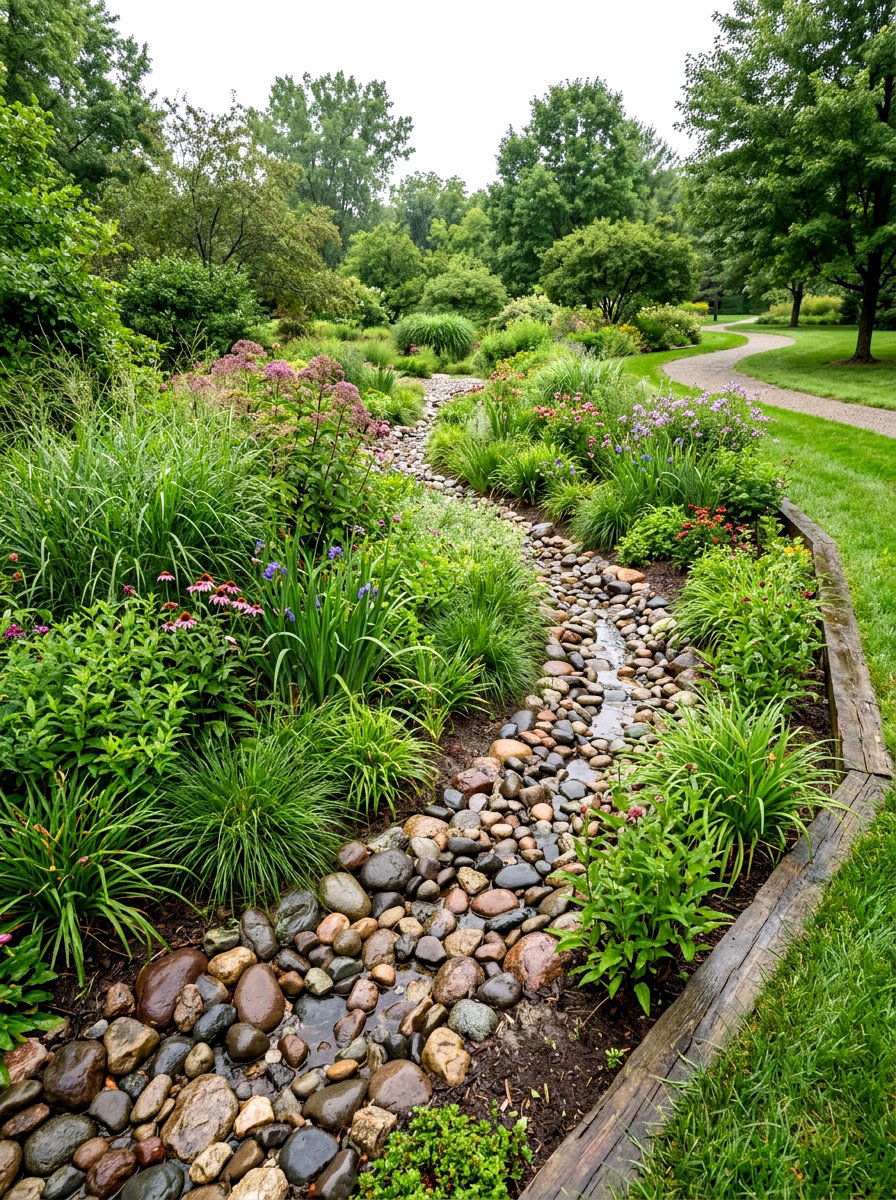 Rain Garden Drainage - 30 side yard landscaping ideas