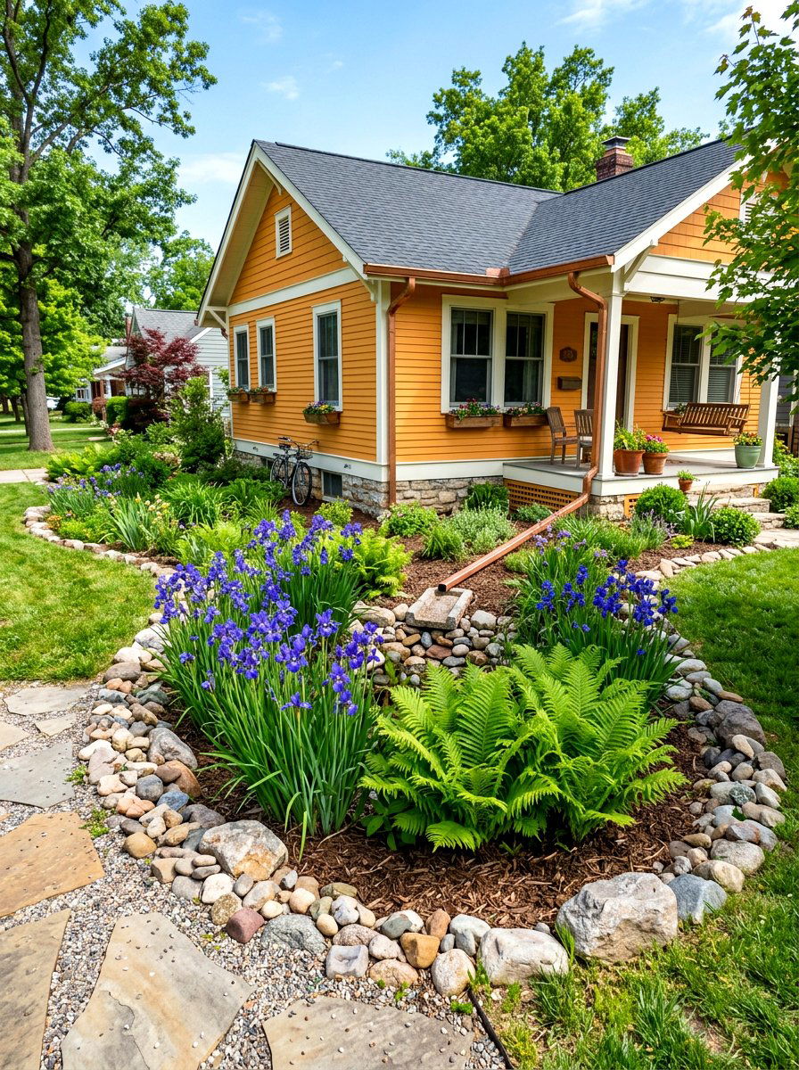 Rain Garden For Bungalow Water Management - 30 bungalow front yard ideas