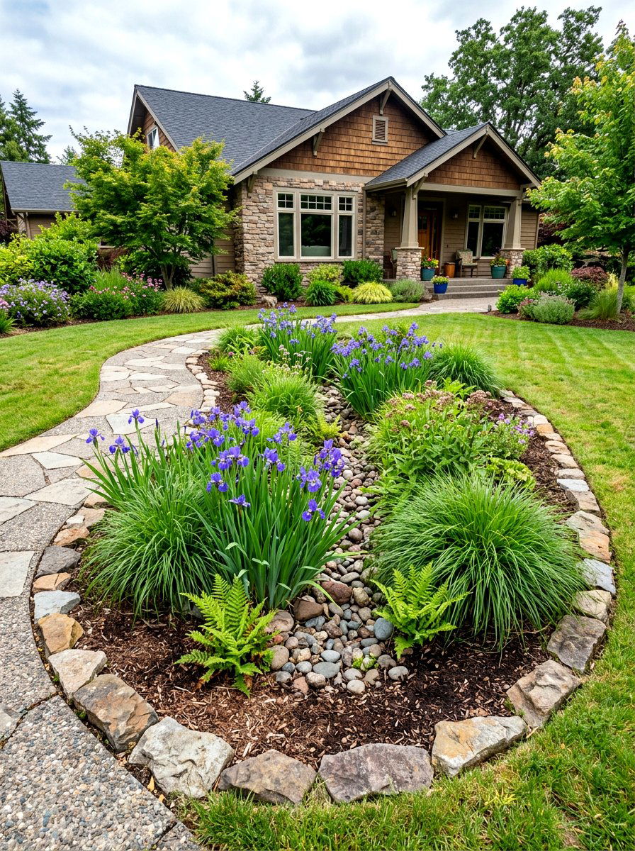 Rain Garden Front Yard Island - 30 front yard island bed ideas