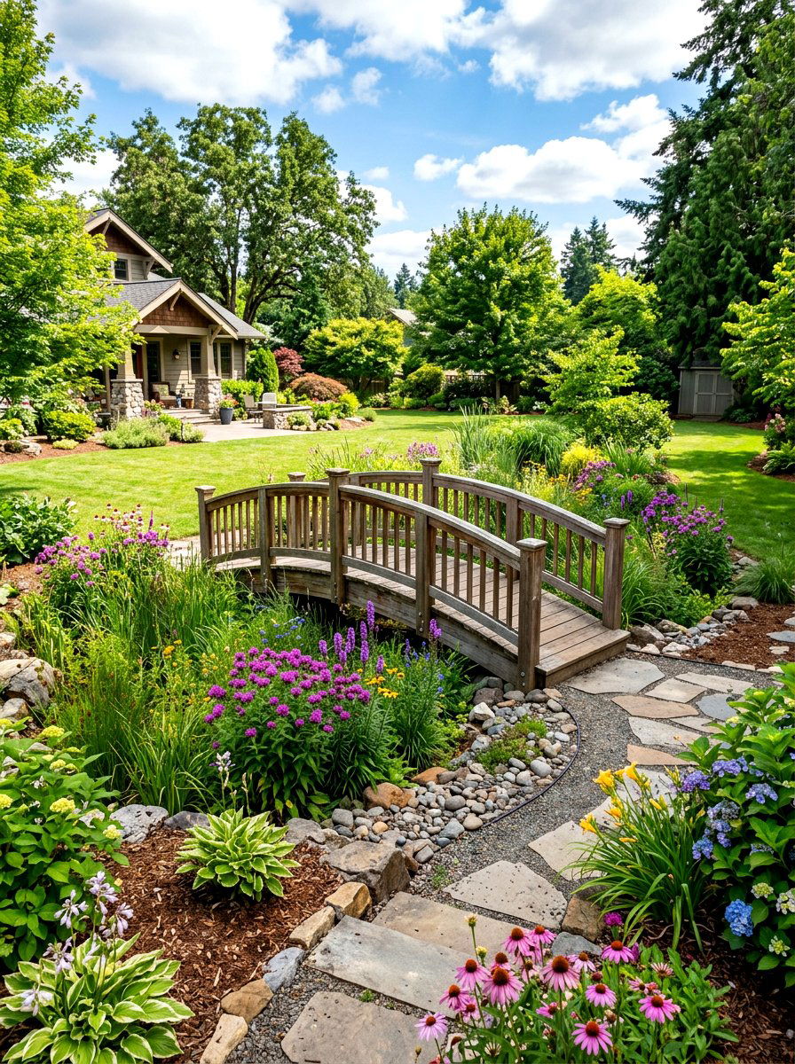 Rain Garden With Bridge - 30 rain garden ideas