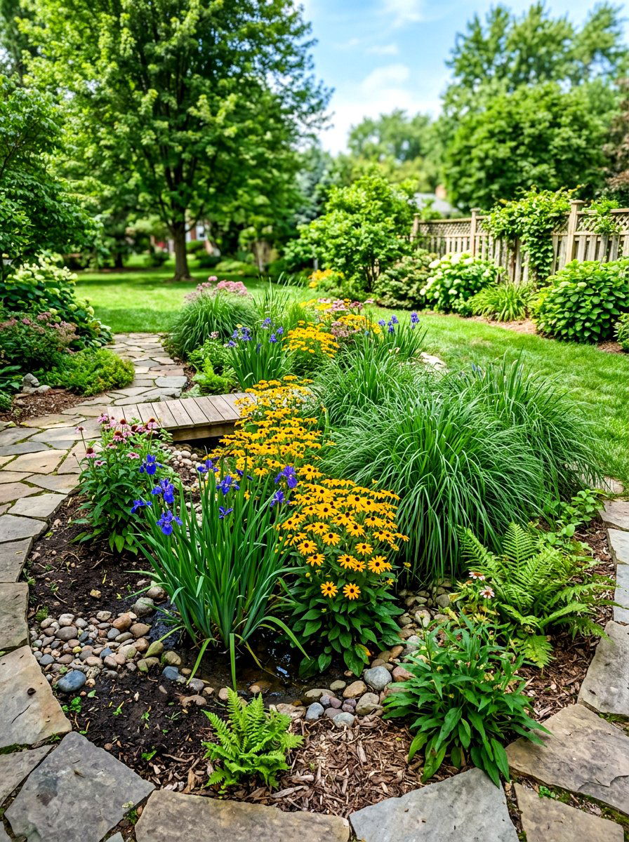Rain Garden - 30 drainage landscaping ideas