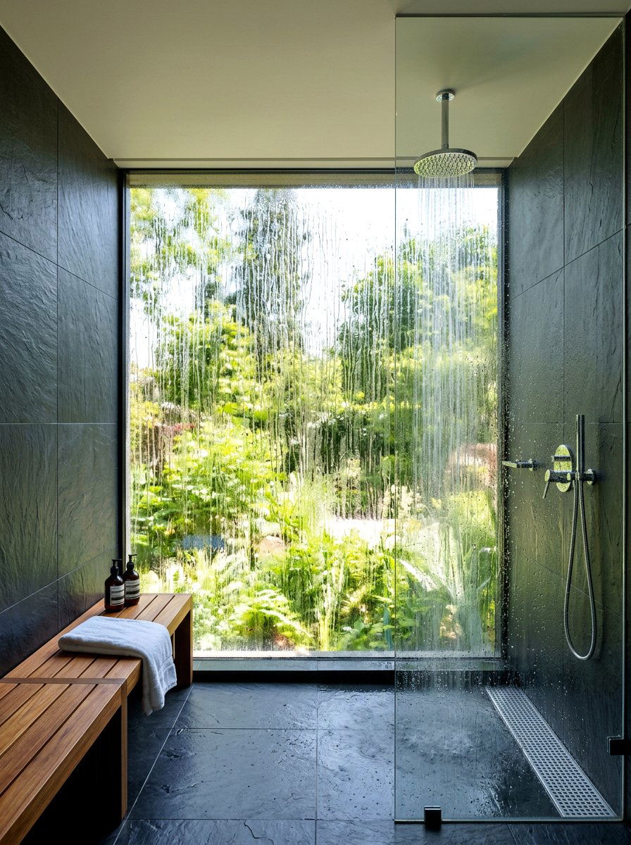 Rain Glass Texture - 30 shower window privacy ideas
