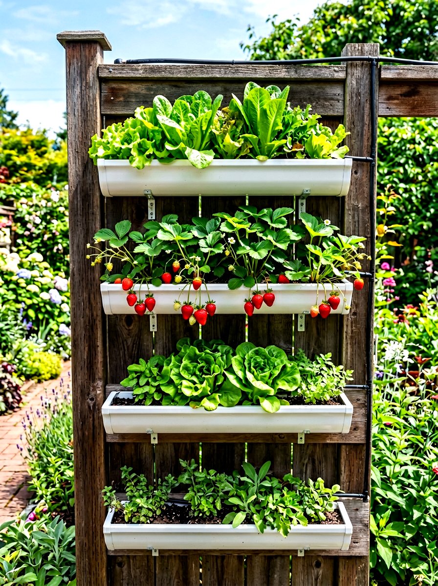 Rain Gutter Corner Garden - 30 vertical garden corner ideas