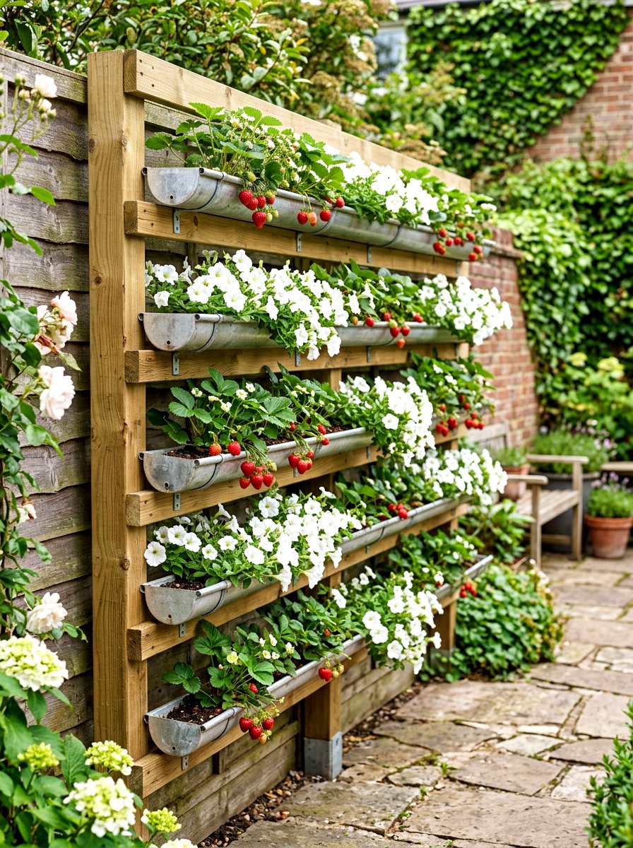 Rain Gutter Garden Wall - 30 vertical garden privacy wall ideas