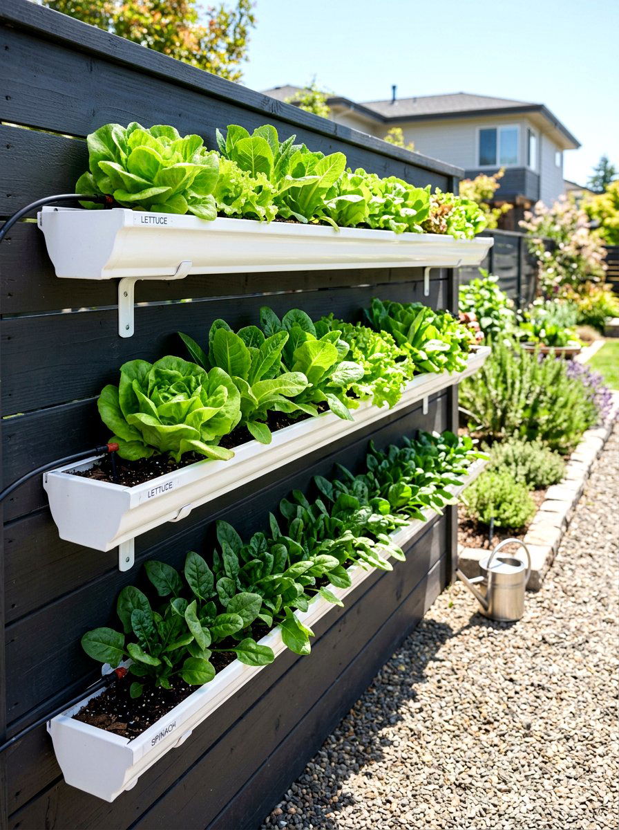 Rain Gutter Garden - 30 budget container garden ideas