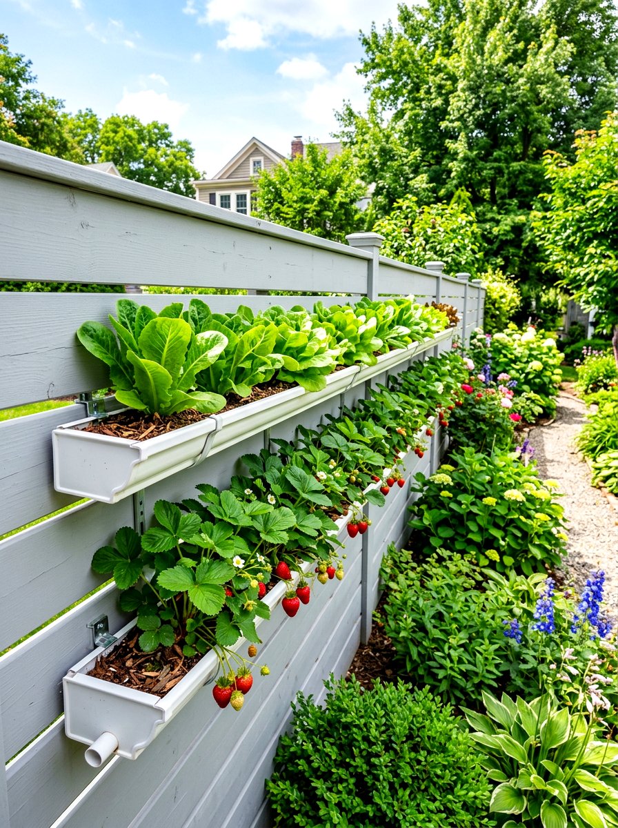 Rain Gutter Planter - 30 outdoor vertical garden ideas