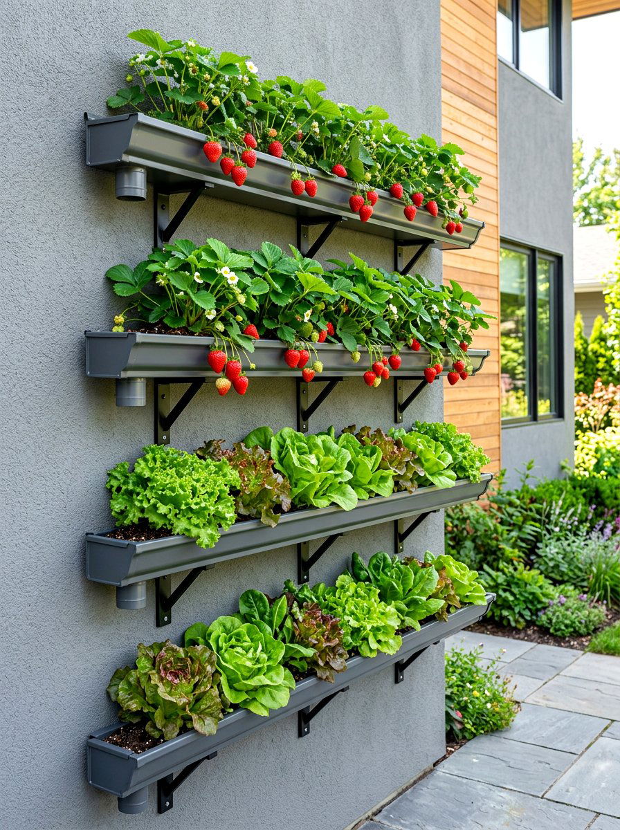 Rain Gutter Planter - 30 budget vertical garden ideas