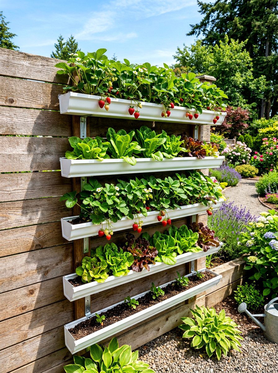 Rain Gutter Vertical Garden - 30 small vertical garden ideas