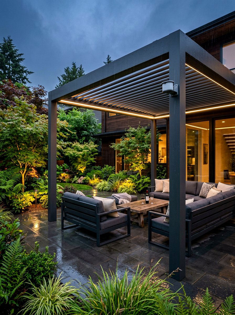 Rain Sensor Automatic Pergola - 30 louvered pergola patio ideas