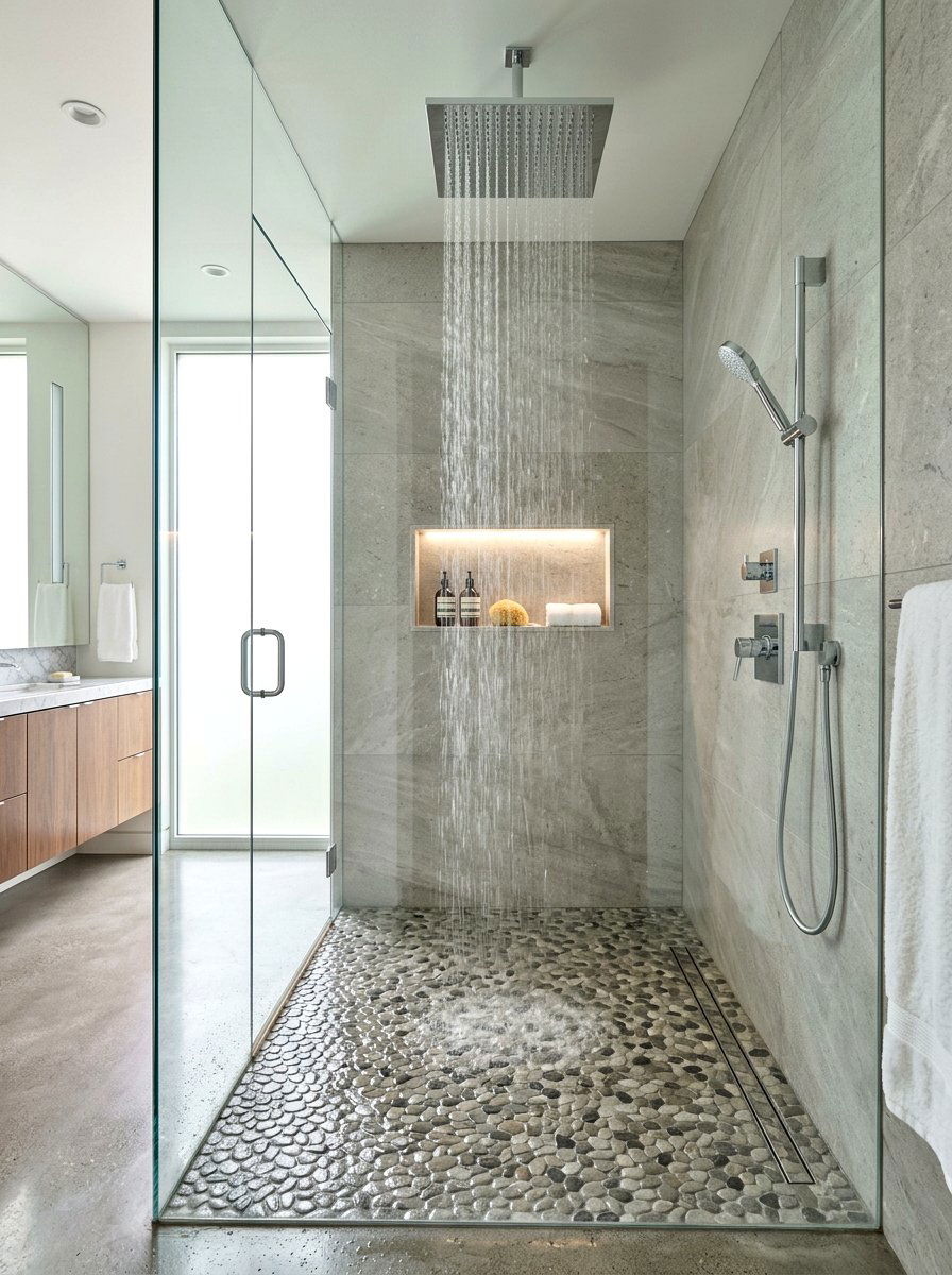 Rain Shower Head - 30 master bathroom ideas