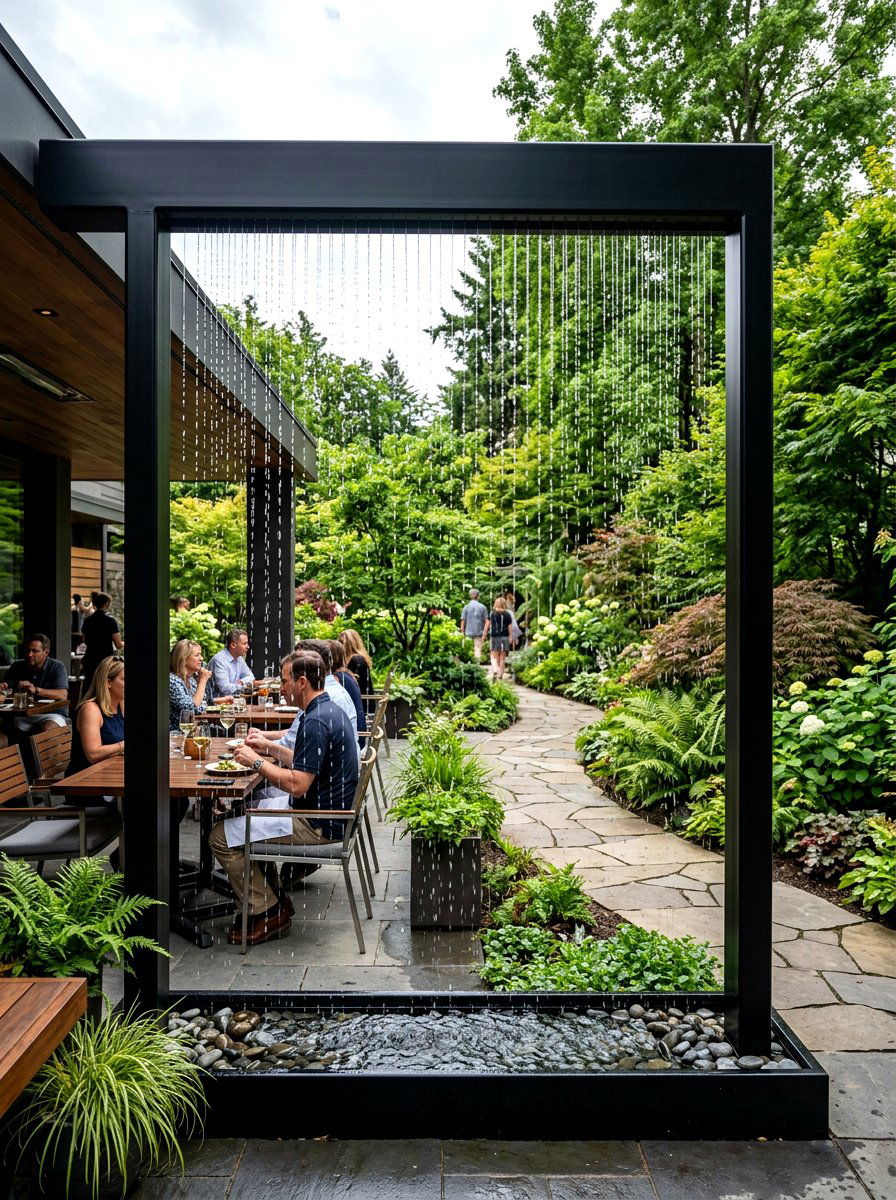 Rain curtain water wall - 30 pondless waterfall ideas