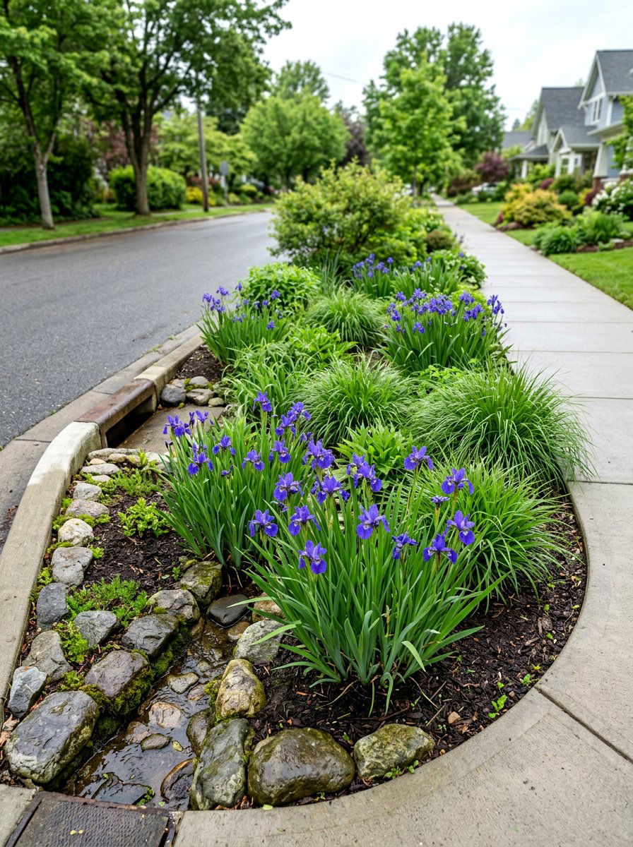 Rain garden curb strip - 30 curb strip planting ideas