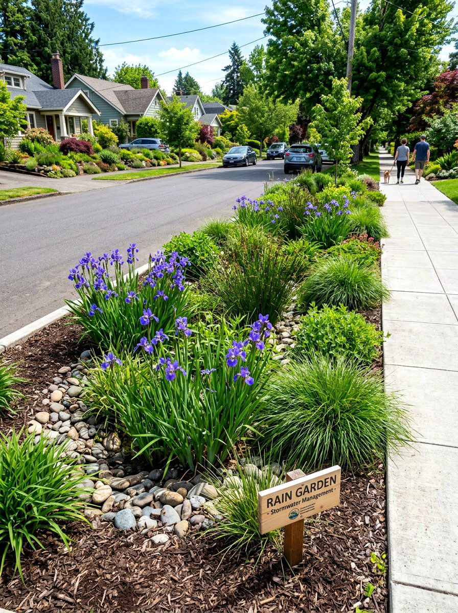 Rain garden hellstrip drainage - 30 hellstrip garden ideas