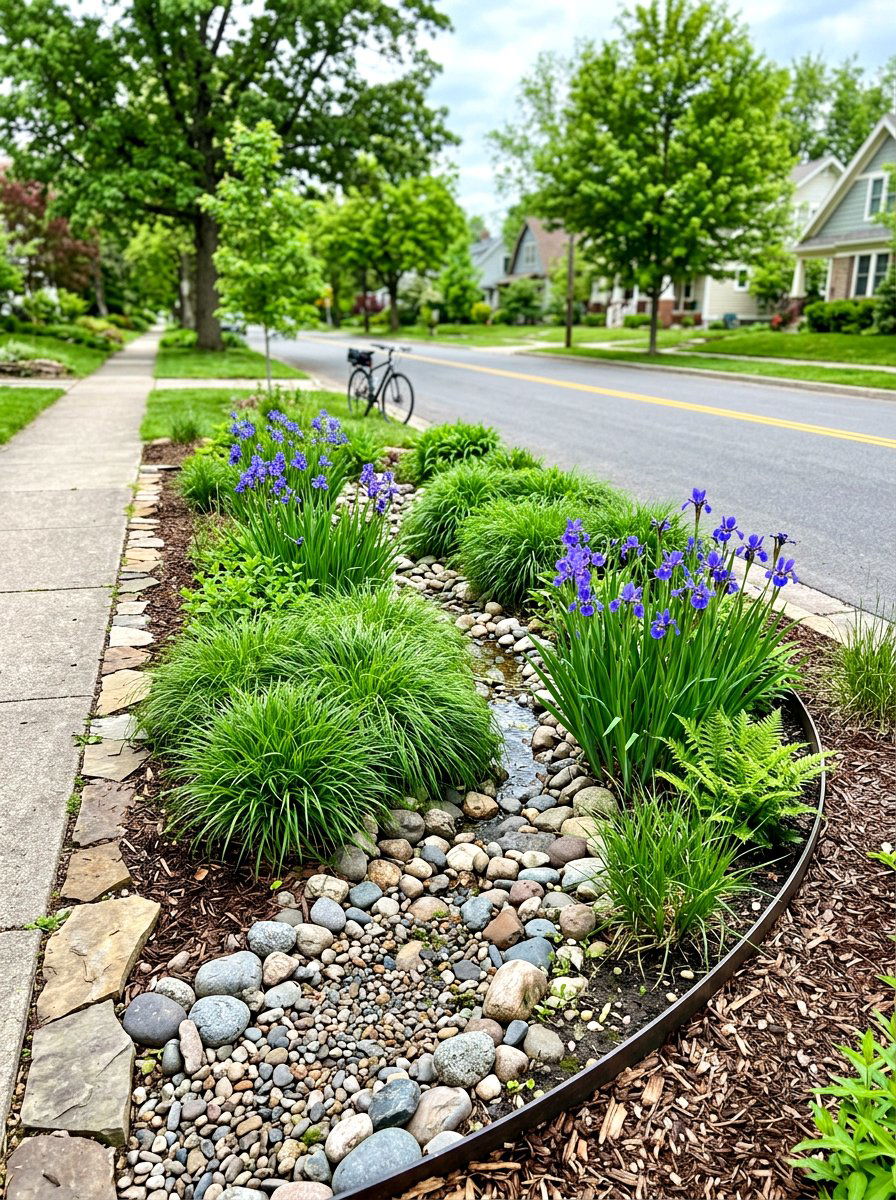 Rain garden hellstrip - 30 curbside planting strip ideas