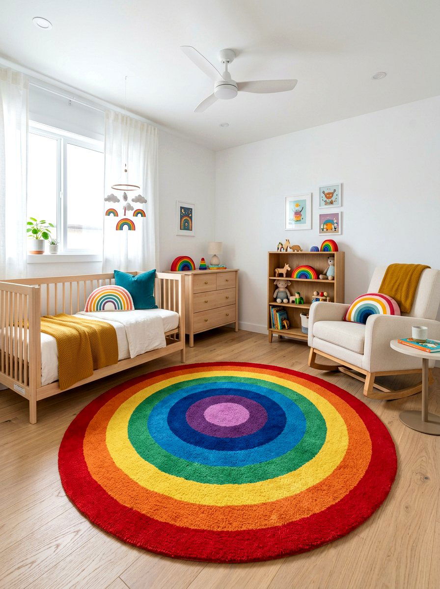Rainbow Area Rug - 30 rainbow nursery ideas