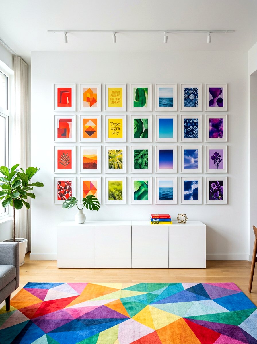 Rainbow Art Wall - 30 bold colorful gallery wall ideas