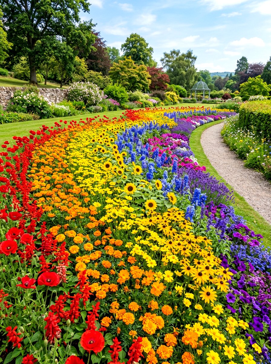 Rainbow Color Flower Bed - 30 flower bed color ideas