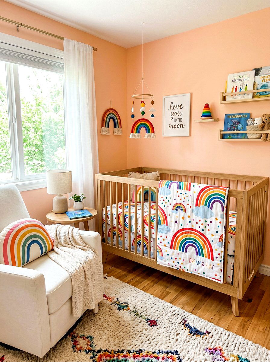 Rainbow Crib Bedding - 30 rainbow nursery ideas