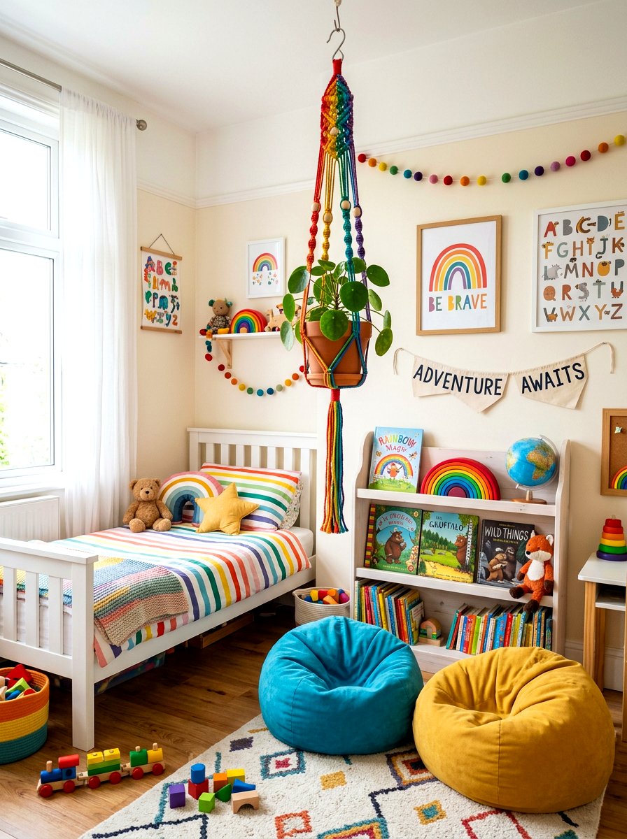 Rainbow Macrame Plant Hanger For Nursery - 30 macrame plant hanger ideas