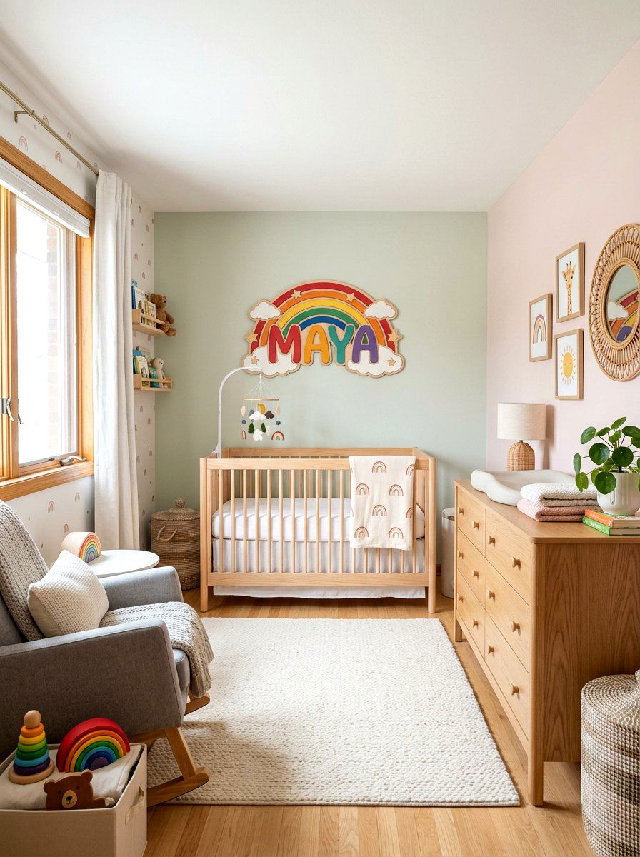 Rainbow Name Sign - 30 rainbow nursery ideas