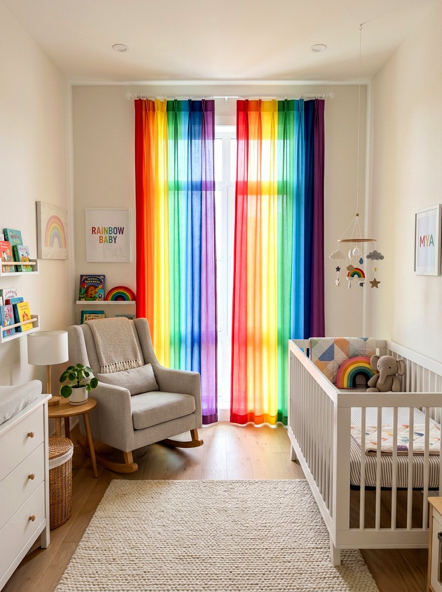 Rainbow Nursery Curtains - 30 rainbow nursery ideas