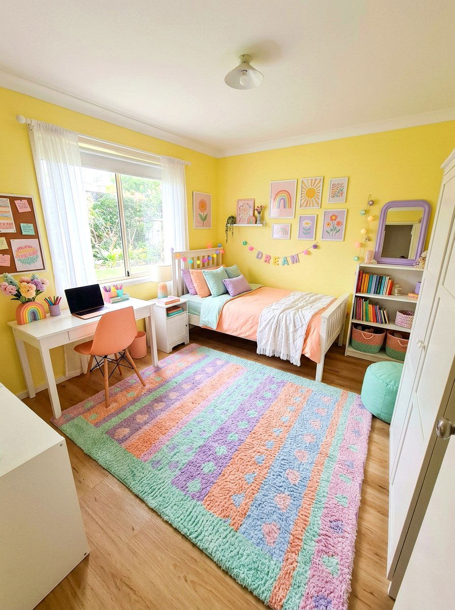 Rainbow Pastel Bedroom - 30 dreamy girly bedroom ideas