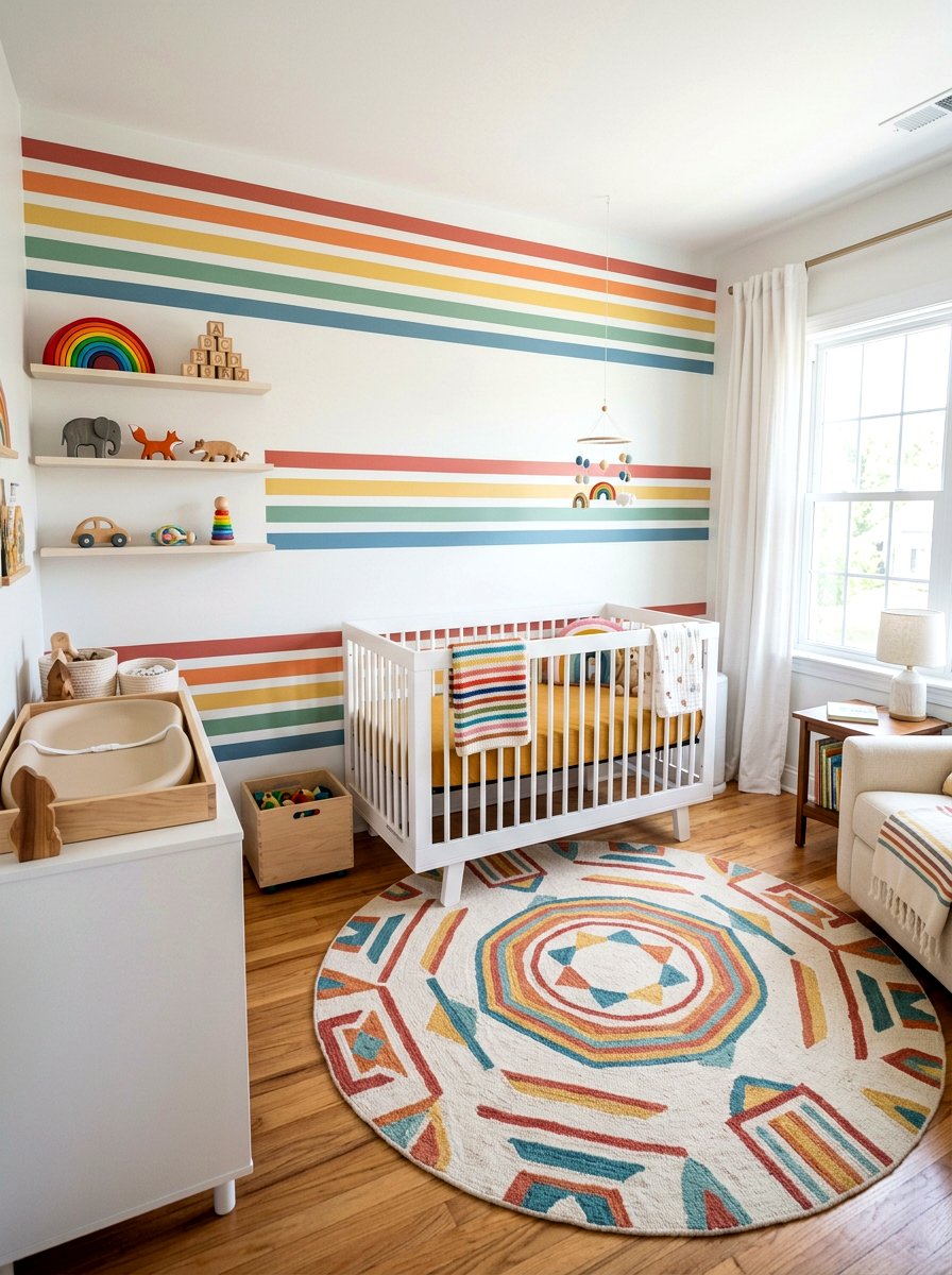 Rainbow Stripe Nursery Wallpaper - 30 stripe nursery wallpaper ideas