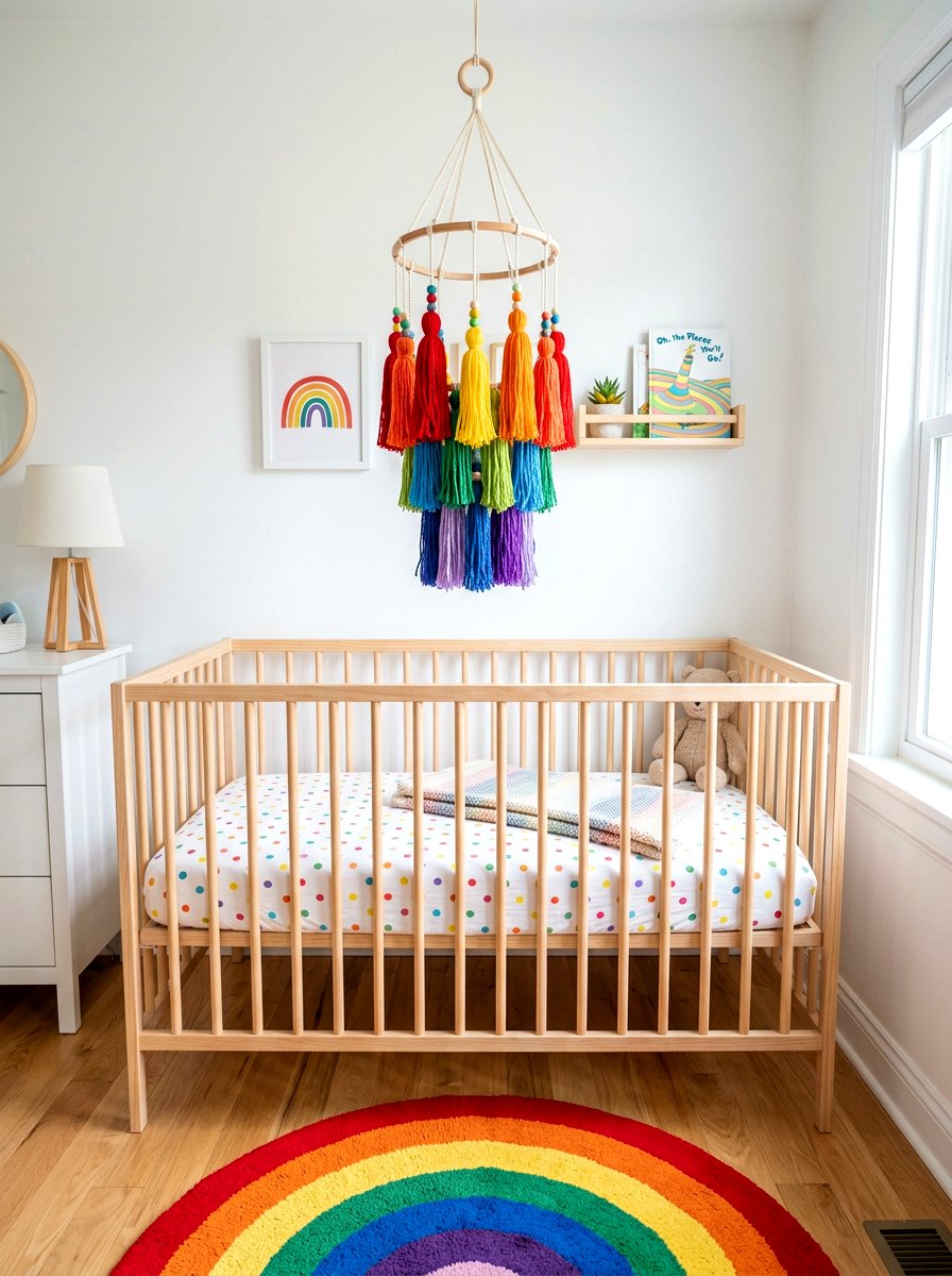 Rainbow Tassel Mobile - 30 mobile decor nursery ideas