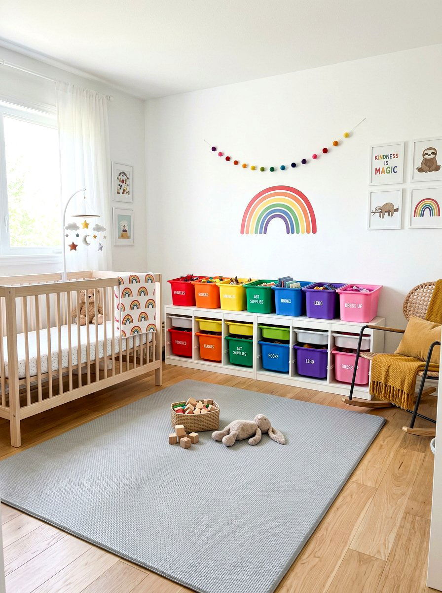 Rainbow Toy Storage - 30 rainbow nursery ideas