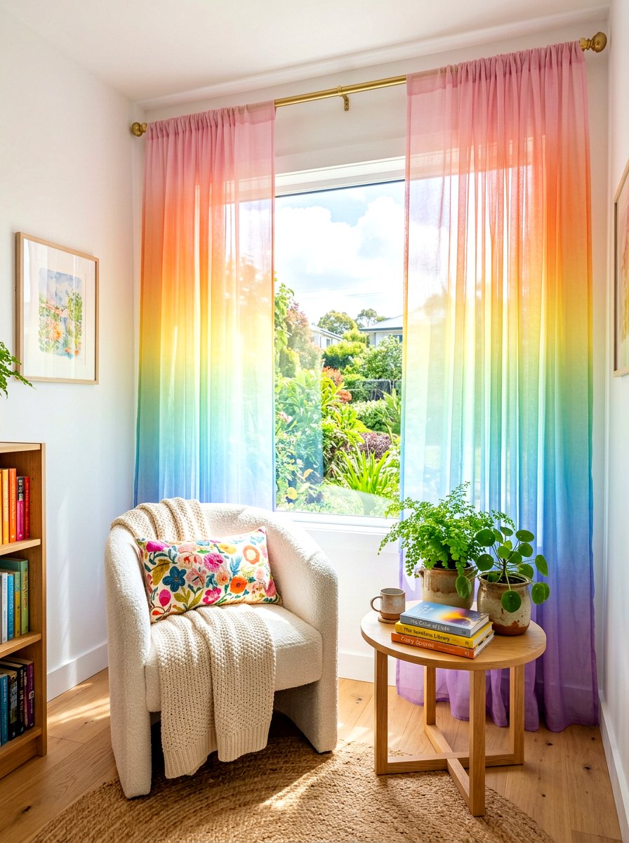Rainbow Window Curtains - 30 muted rainbow bedroom ideas