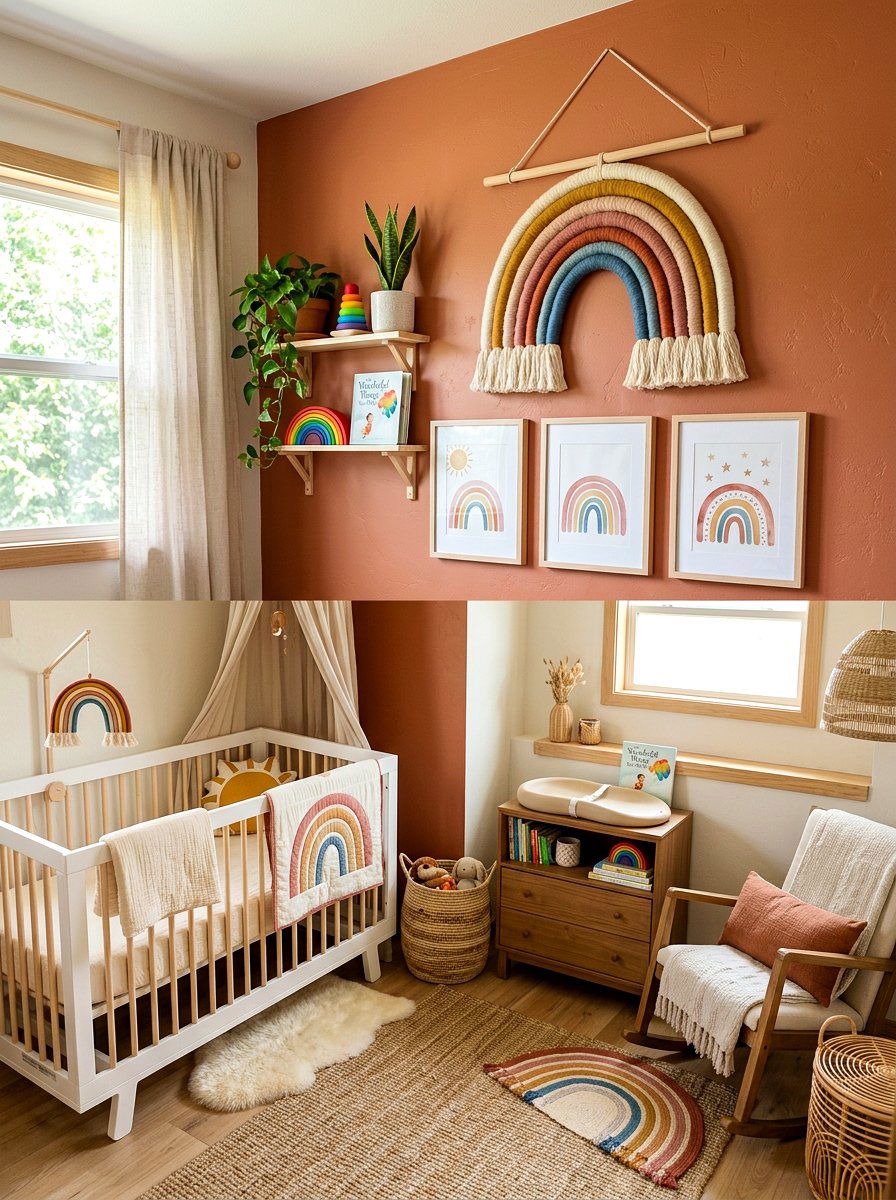 Rainbow wall art - 30 art wall kids room ideas