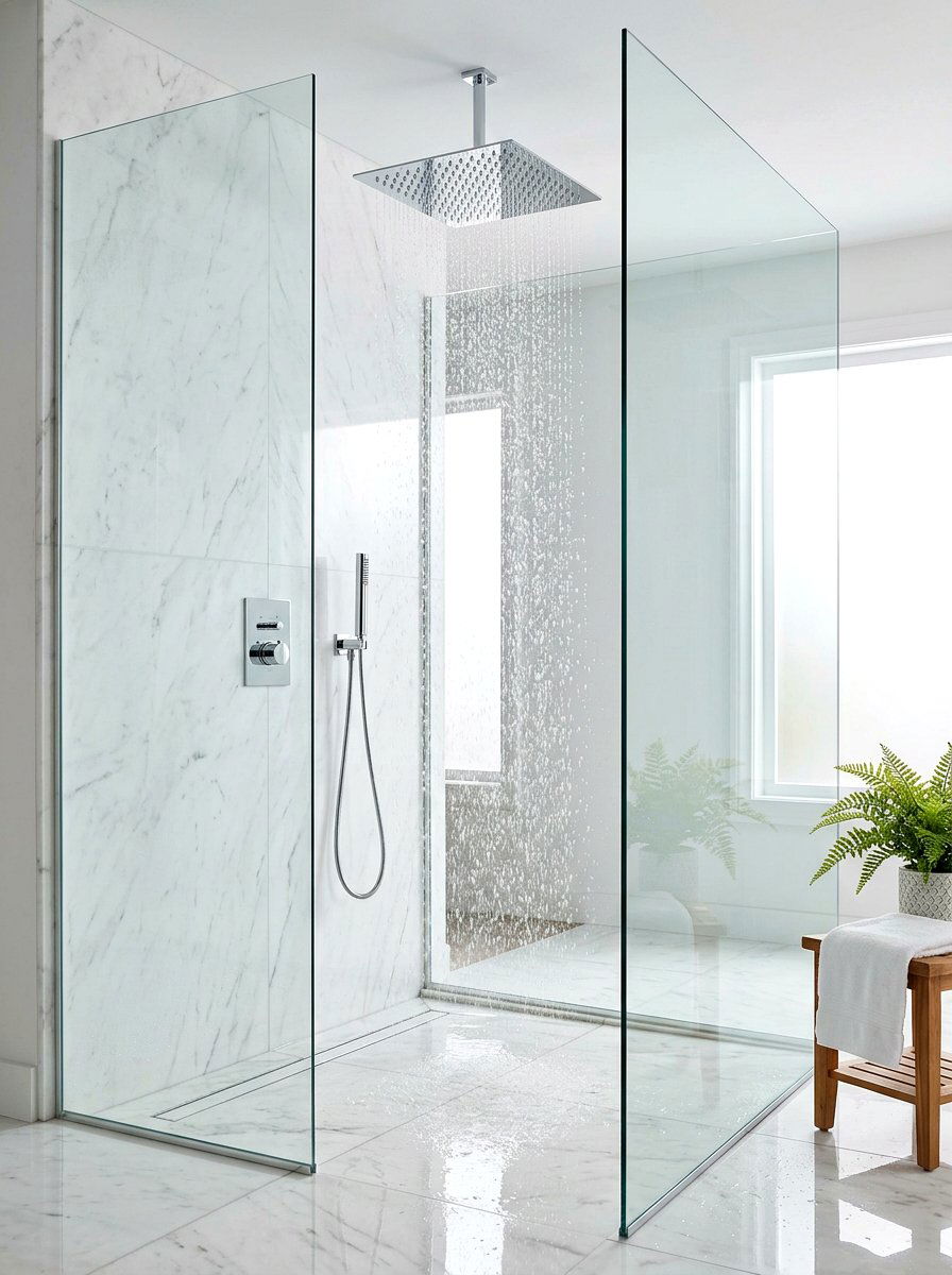 Rainfall shower head system - 30 walk in shower ideas