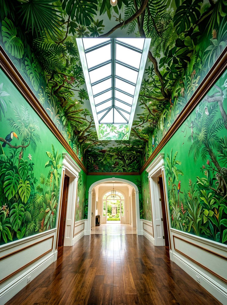 Rainforest Canopy Mural - 30 landscape mural wall ideas