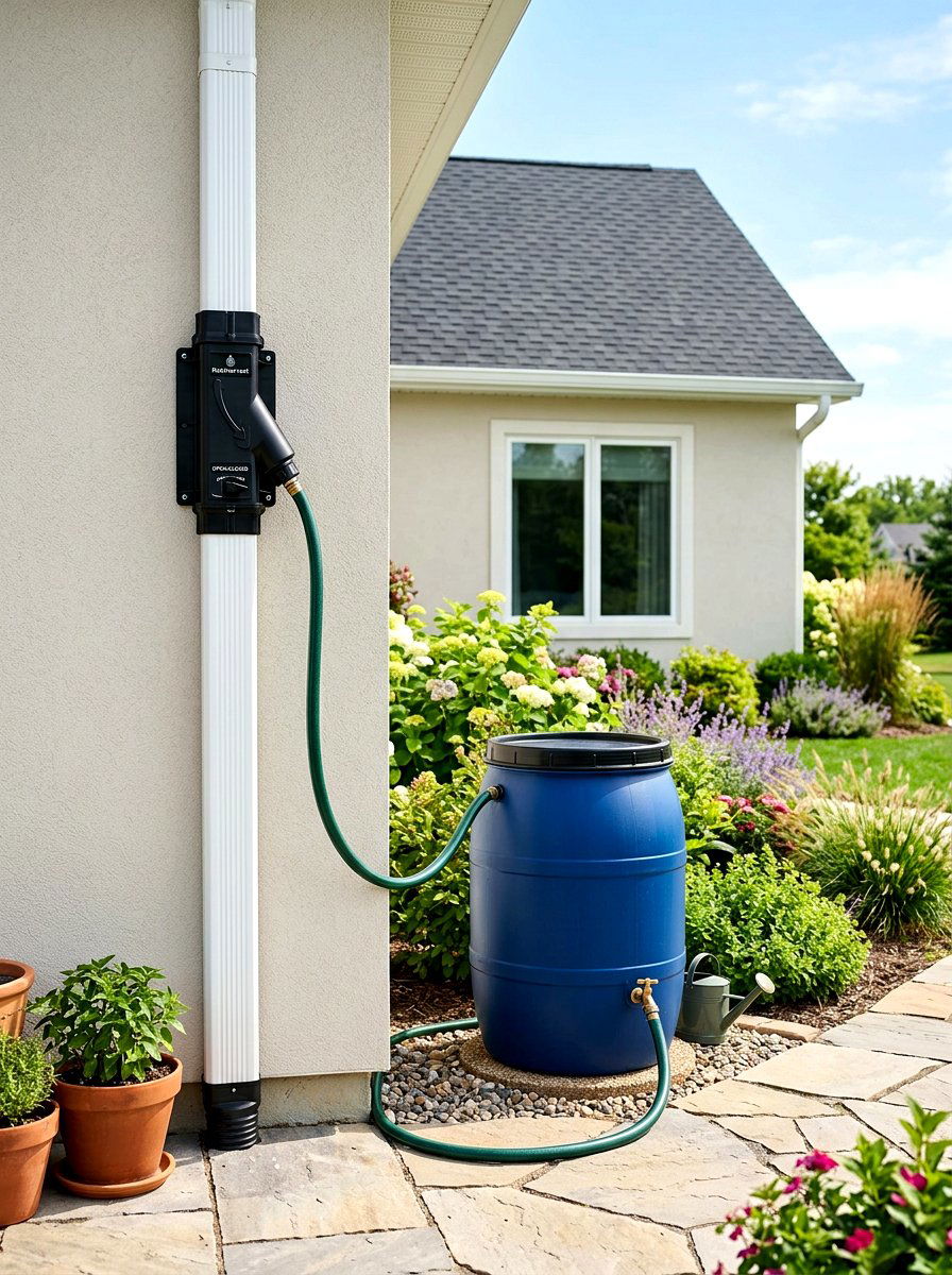 Rainwater Downspout Diverter - 30 rainwater collection ideas