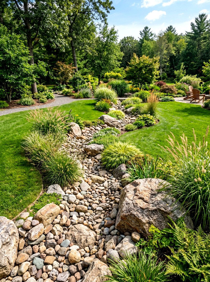 Rainwater Dry Stream - 30 rainwater collection ideas