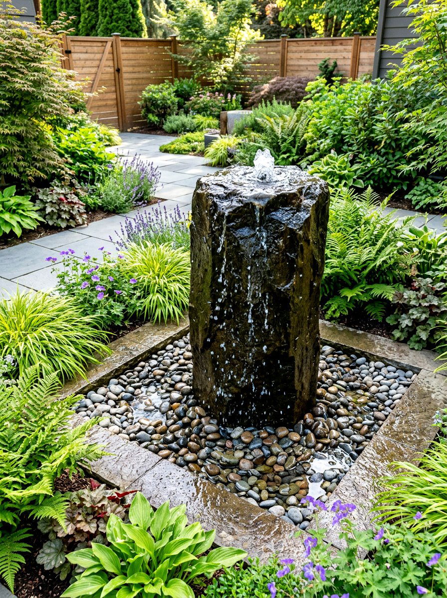 Rainwater Feature With Fountain - 30 rainwater collection ideas