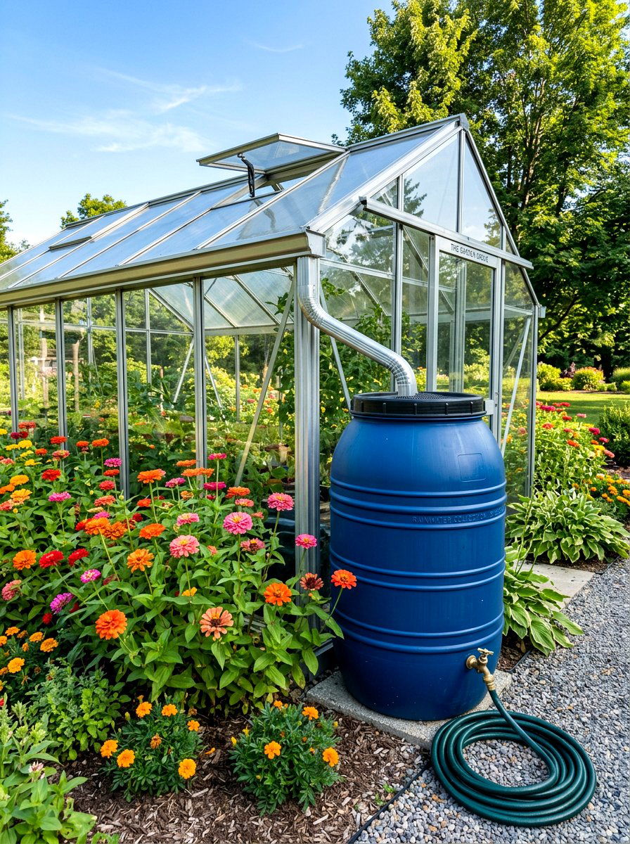Rainwater Harvesting Barrel - 30 greenhouse watering ideas