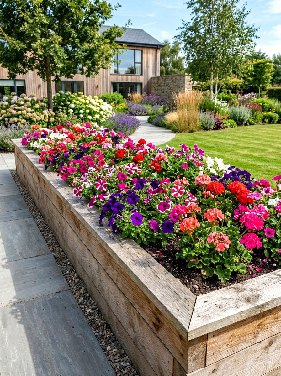 Raised Bed Flower Border - 30 summer annual border ideas