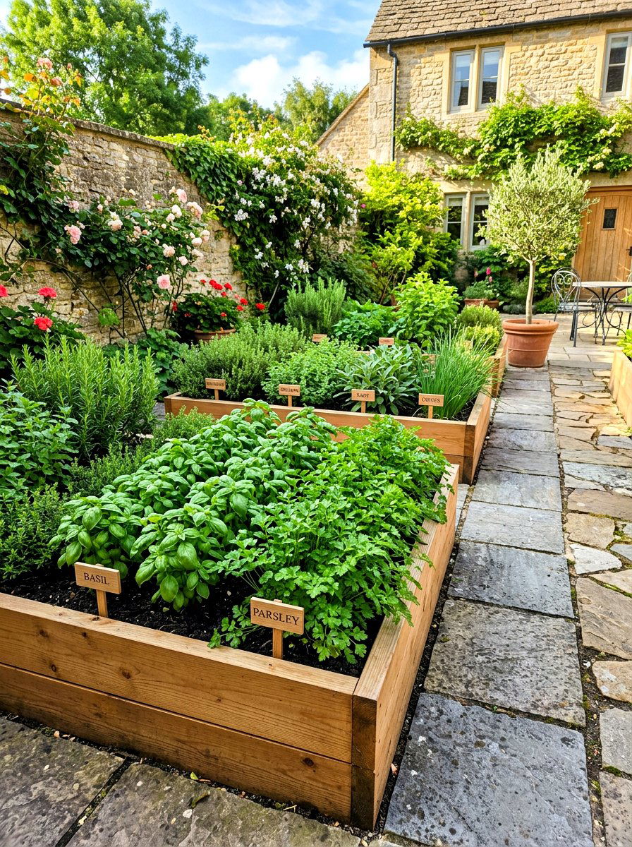 Raised Bed Herb Garden - 30 courtyard herb garden ideas
