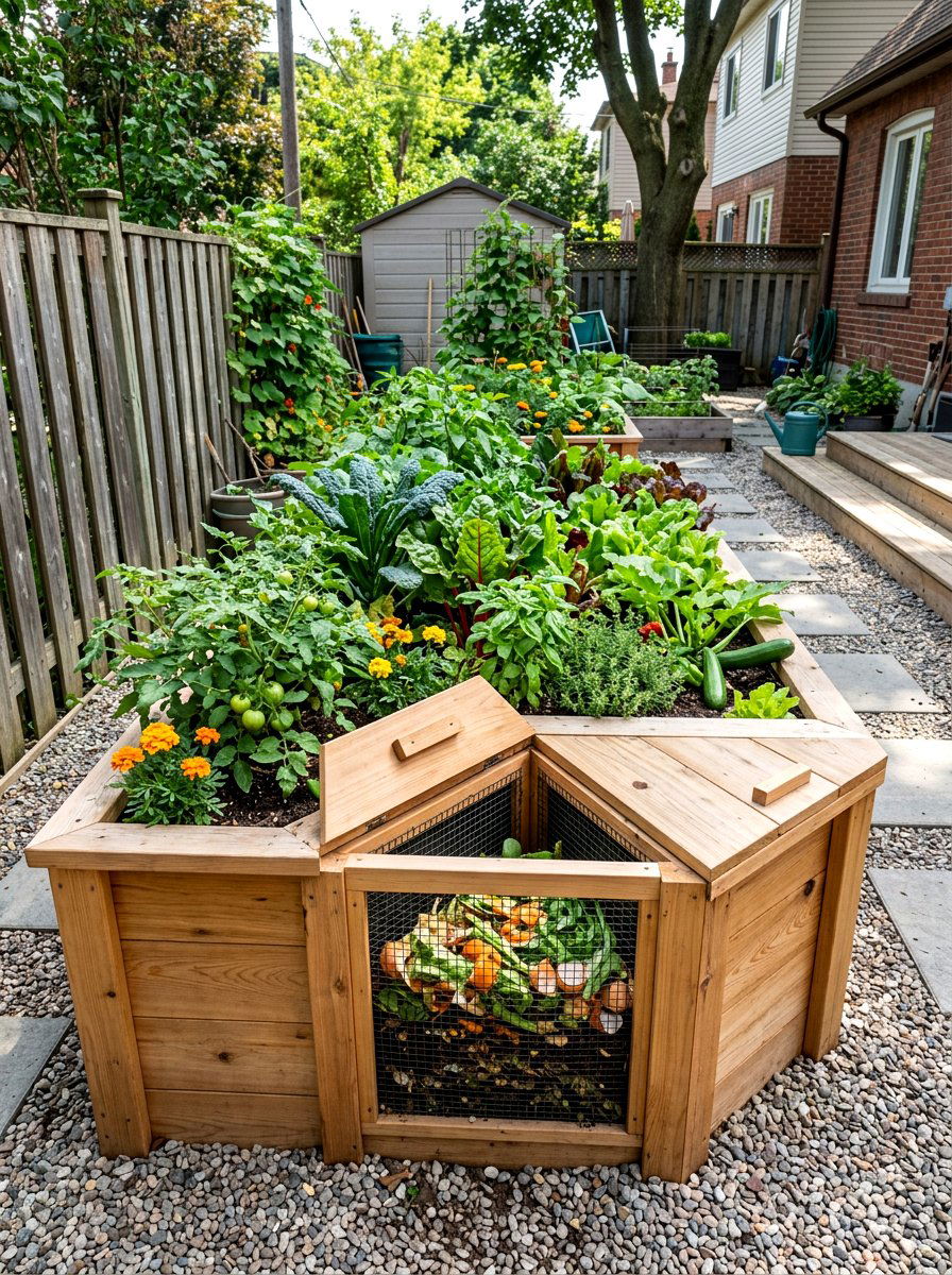 Raised Bed Integrated Composter - 30 compost corner ideas