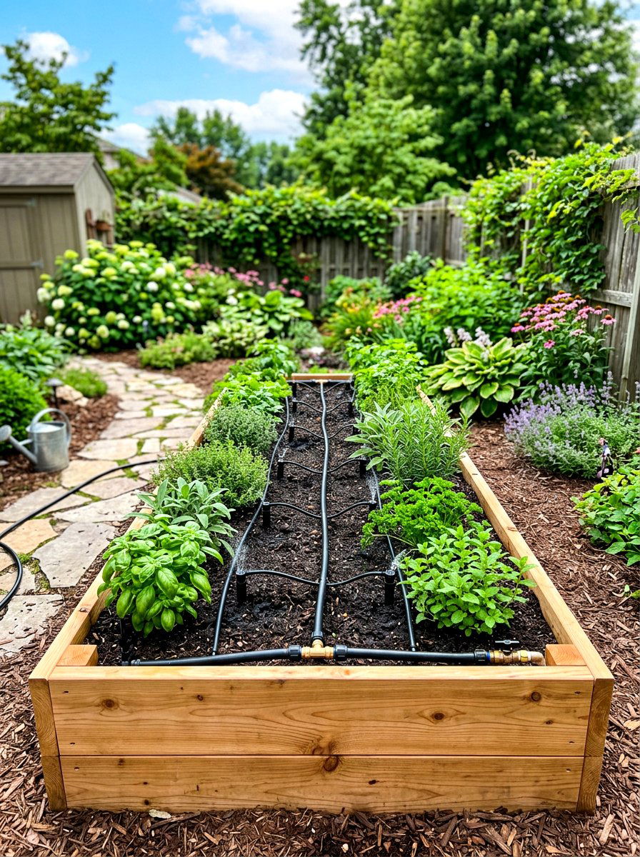 Raised Bed Irrigation - 30 herb garden watering ideas