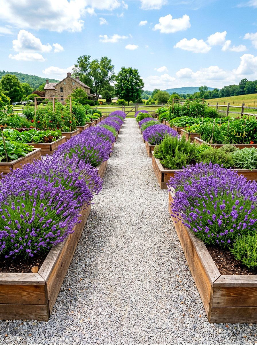 Raised Bed Lavender Walkway - 30 lavender walkway ideas