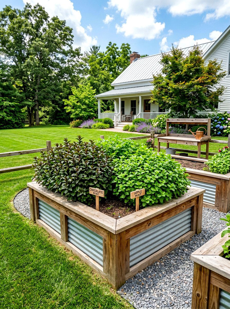Raised Bed Mint Garden - 30 tea herb garden ideas