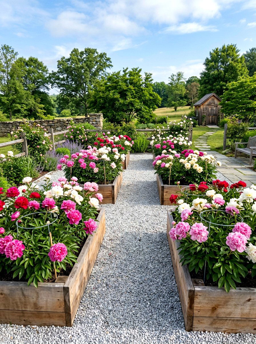 Raised Bed Peony Garden - 30 peony garden ideas