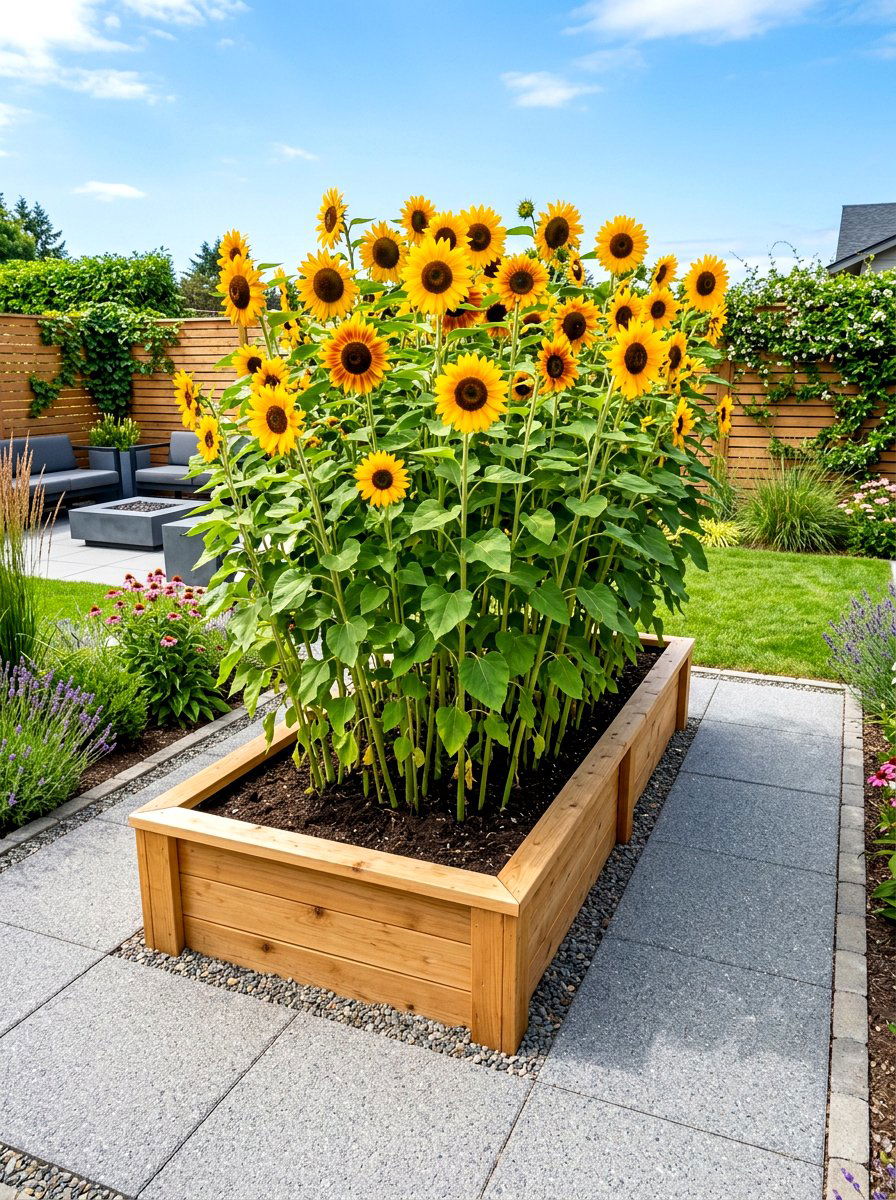 Raised Bed Sunflower Patch - 30 sunflower patch ideas