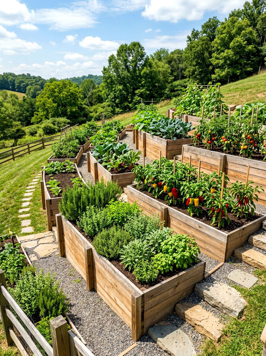 Raised Bed Vegetable Slope - 30 slope garden ideas