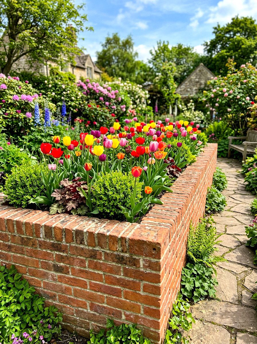 Raised Brick Garden Bed - 30 brick border front yard ideas