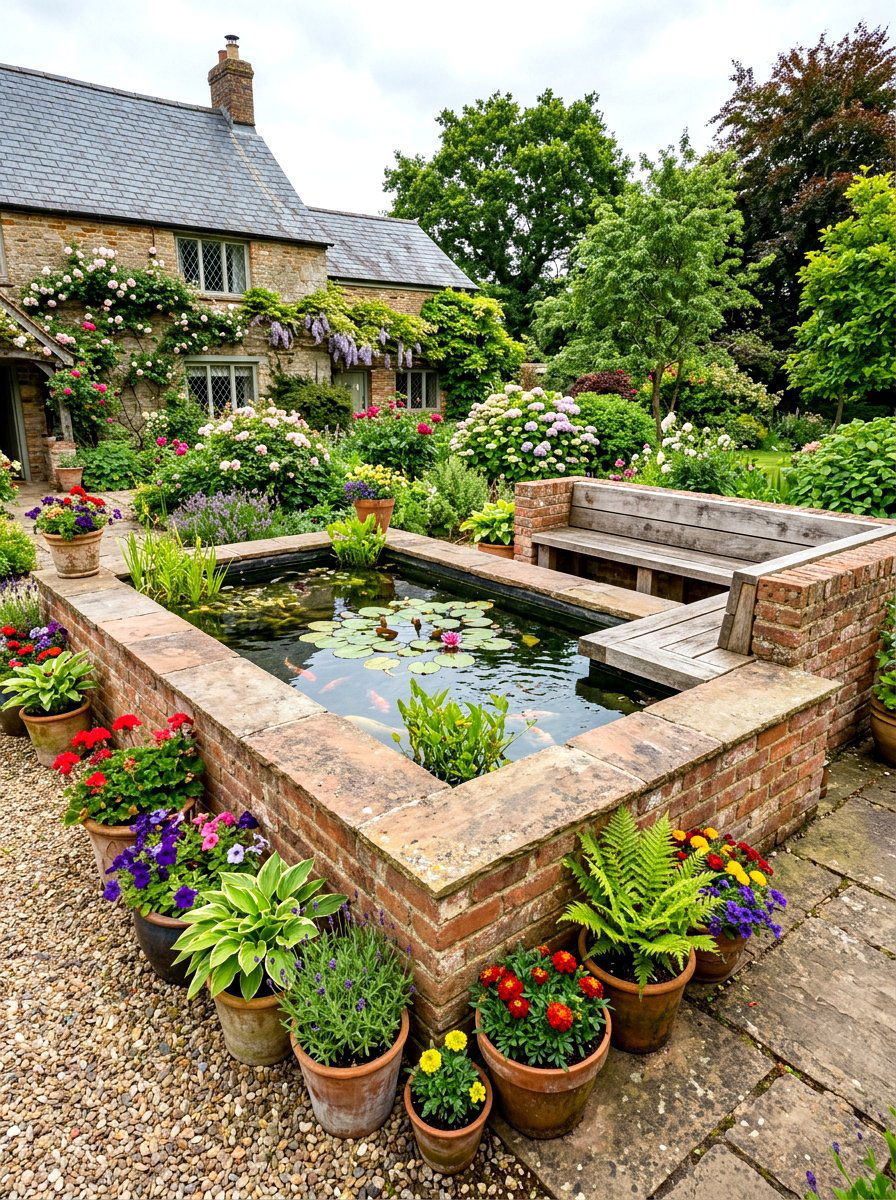 Raised Brick Pond - 30 koi pond ideas