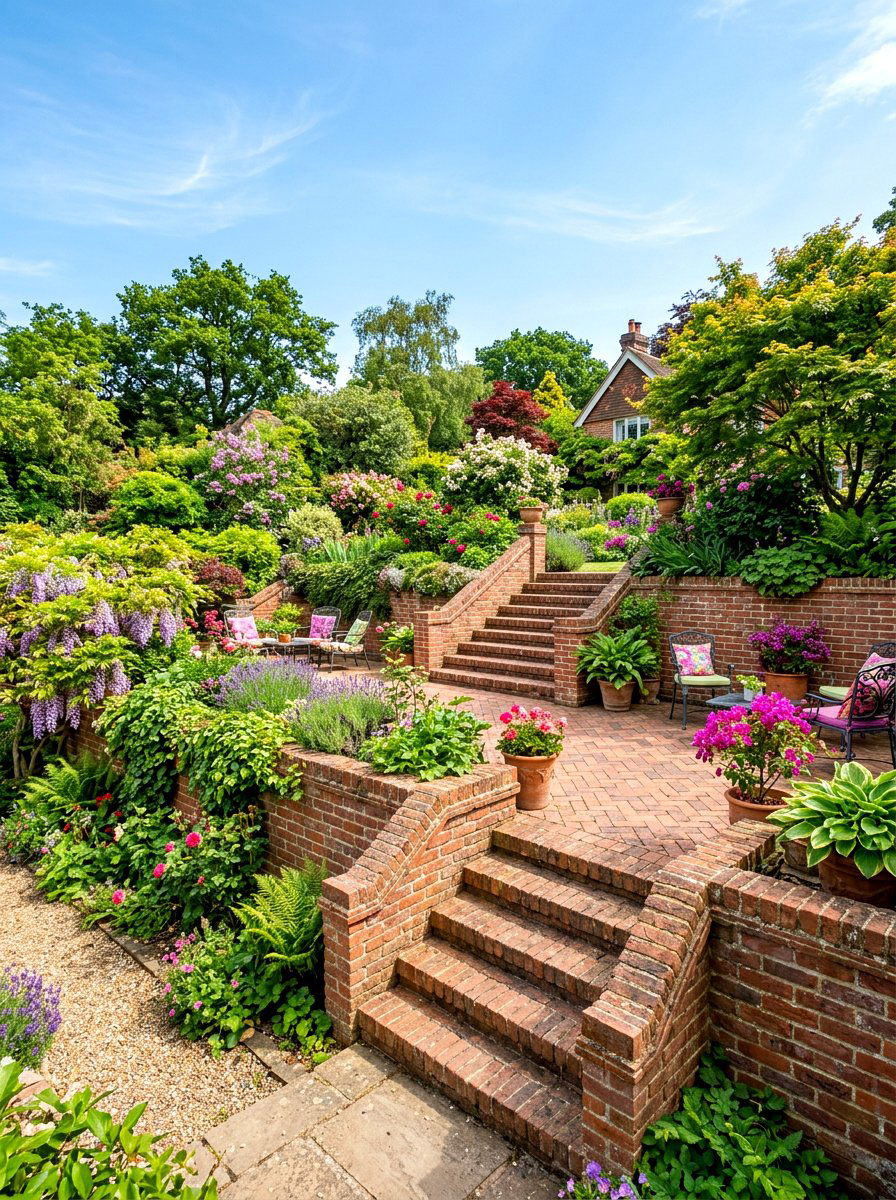 Raised Brick Terrace - 30 brick patio ideas