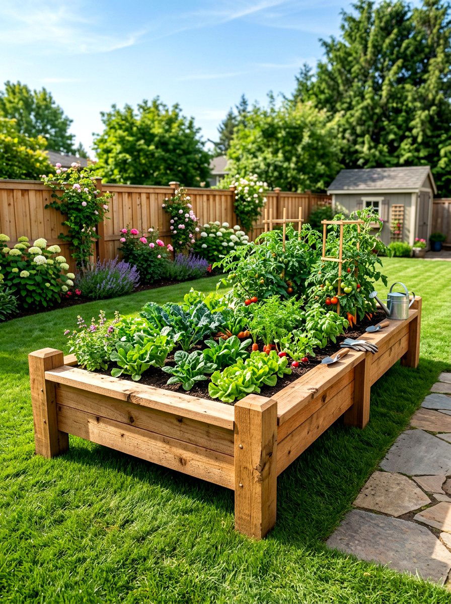 Raised Cedar Bed - 30 kitchen vegetable garden ideas